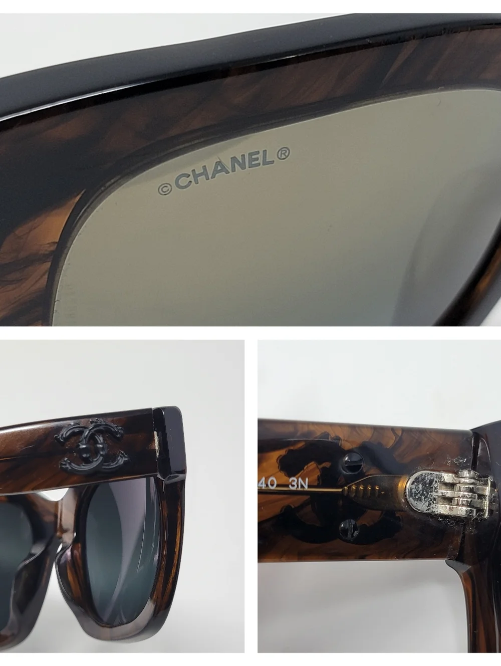 Chanel Interlocking CC Logo Square Tortoise Sunglasses 53□23 140 - Picture 6 of 10